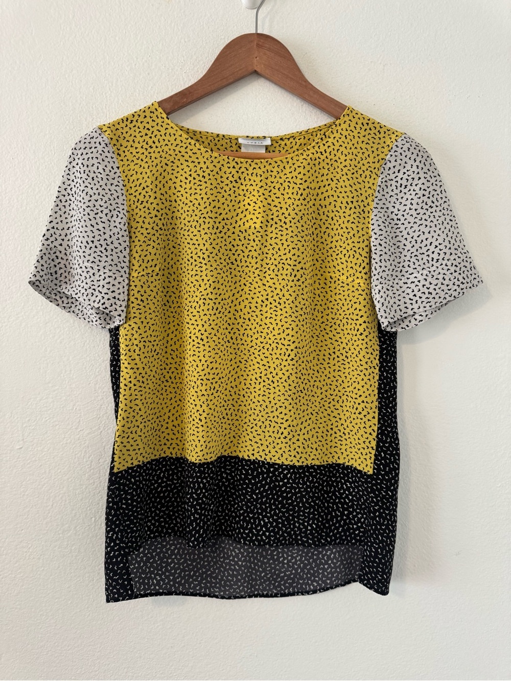 Akris Punto Silk Memphis Colorblock Abstract Pattern Short Sleeve Blouse Size 2